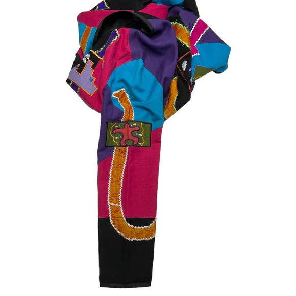 Women's Vintage  Indigo Moon Patchwork Modern Art Applique Jacket Sz M - Picture 9 of 11